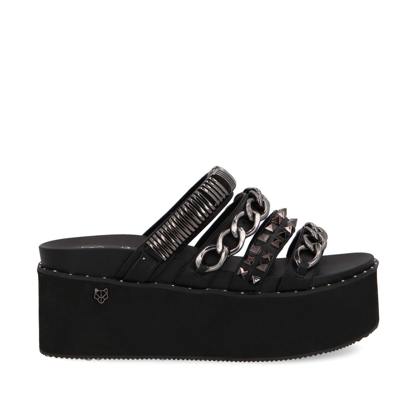 Sandalia Plataforma Negra Mujer 15660