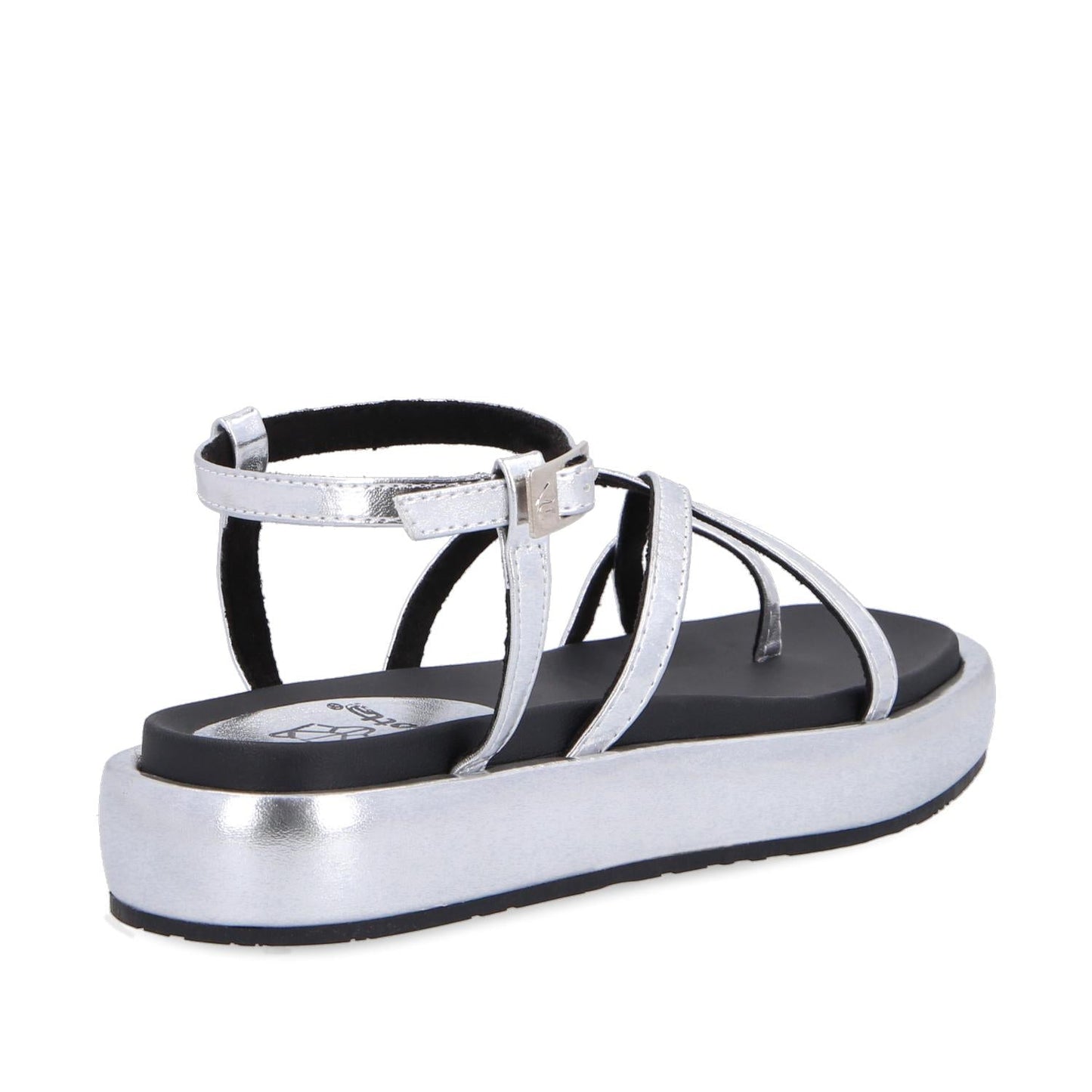 Sandalia Plana Plateada Mujer 35210