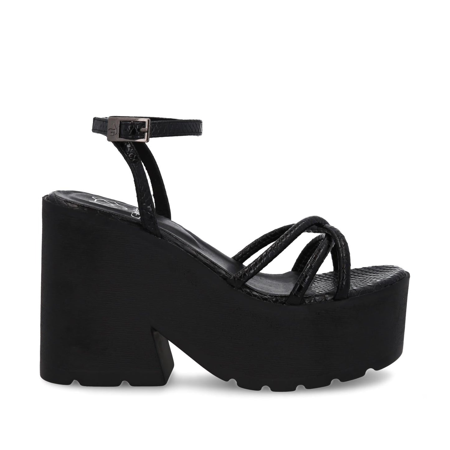 Sandalia Plataforma Negra Mujer 15694
