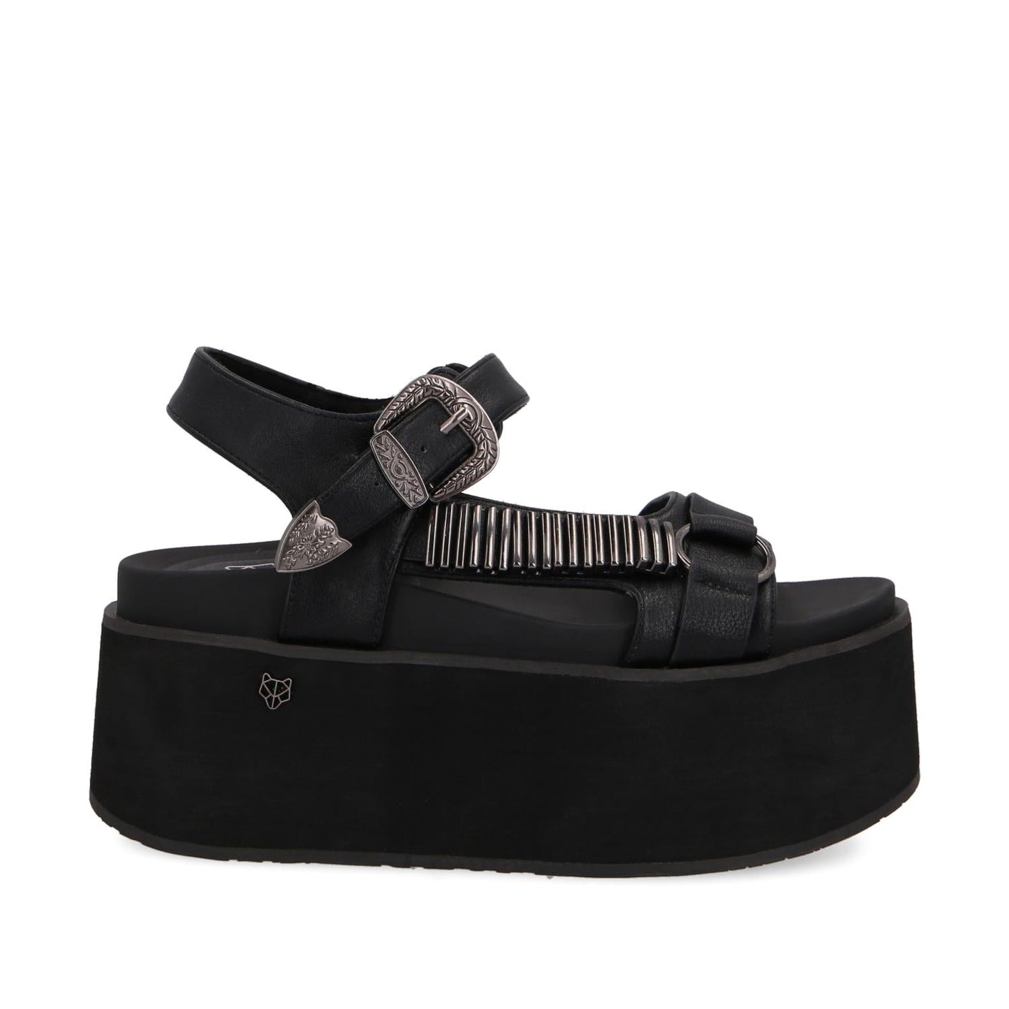 Sandalia Plataforma Negra Mujer 35183