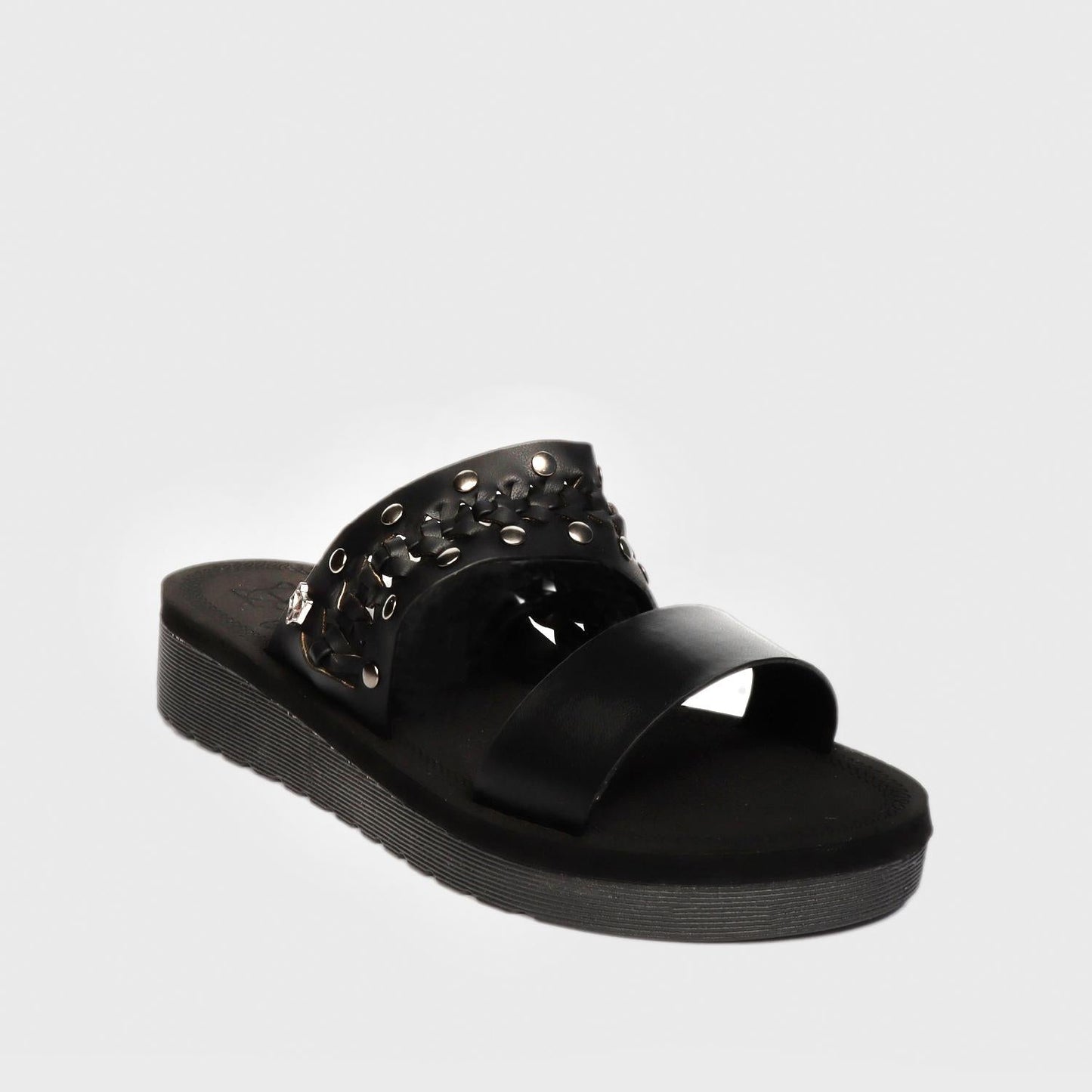 Sandalia Plana Negra Mujer 13213