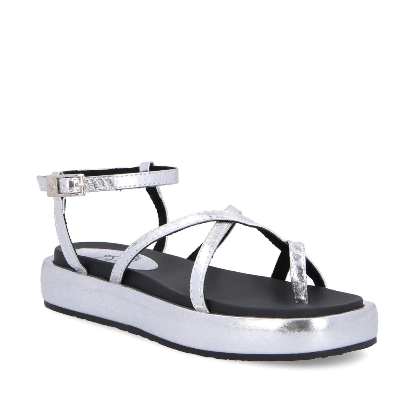 Sandalia Plana Plateada Mujer 35210
