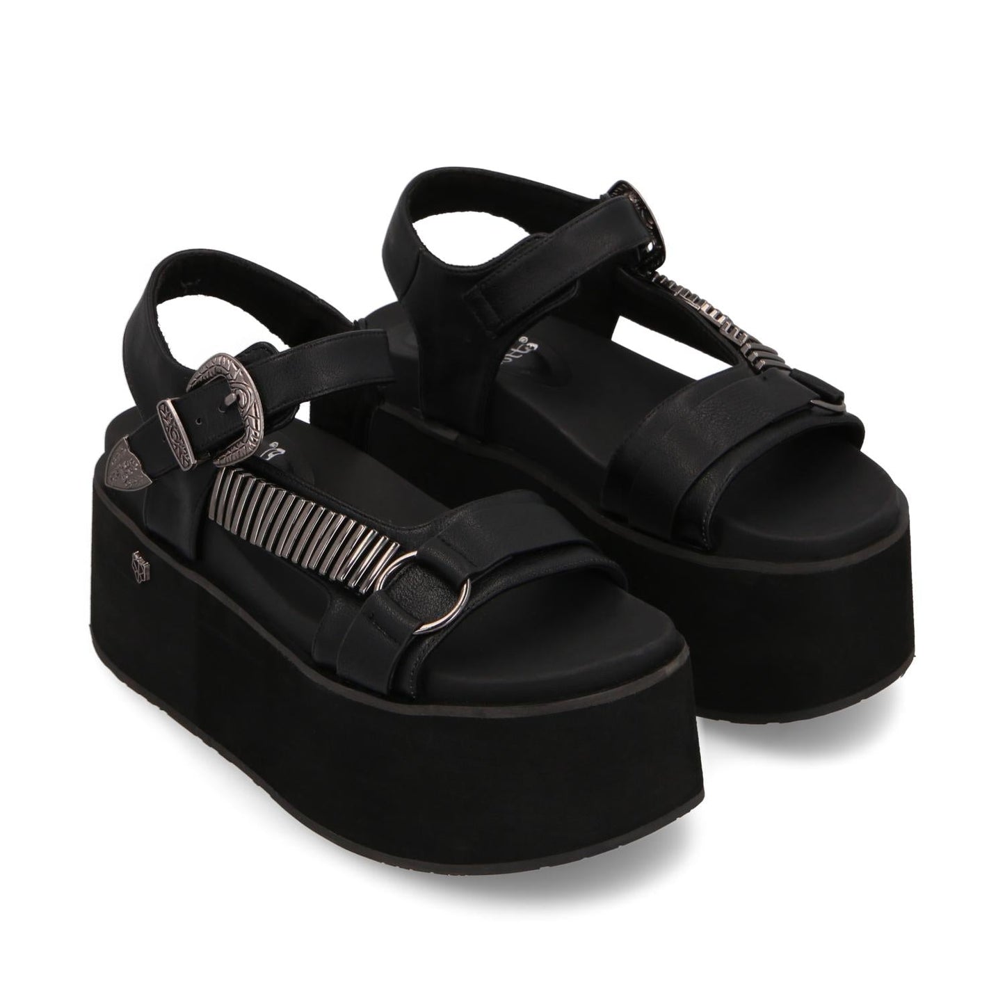 Sandalia Plataforma Negra Mujer 35183
