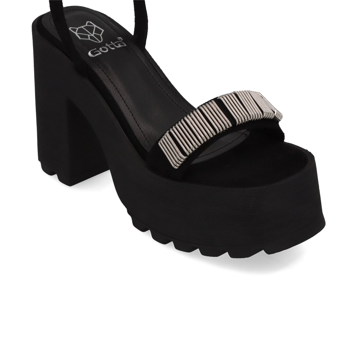 Sandalia Plataforma Negra Mujer 35281