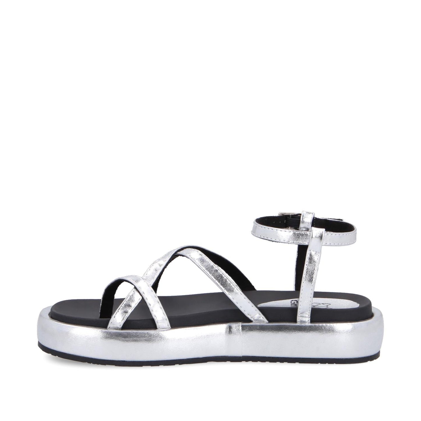 Sandalia Plana Plateada Mujer 35210