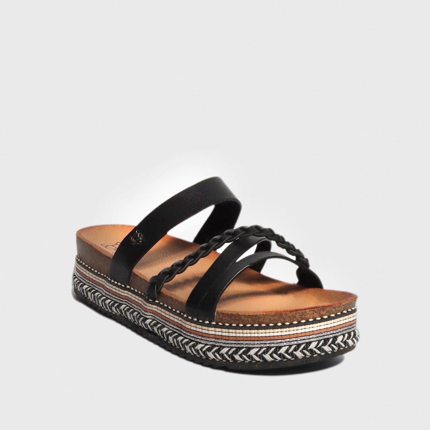 Sandalia Plataforma Negra Mujer 13173
