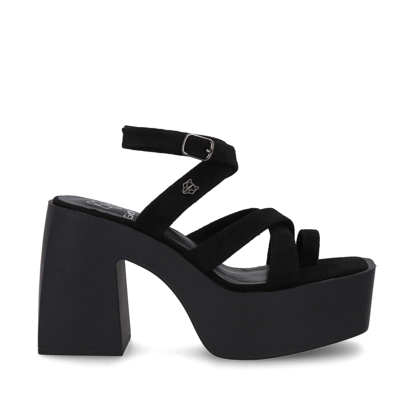 Sandalia Plataforma Negra Mujer 35151