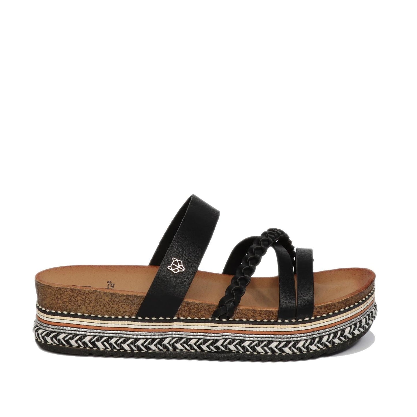 Sandalia Plataforma Negra Mujer 13173