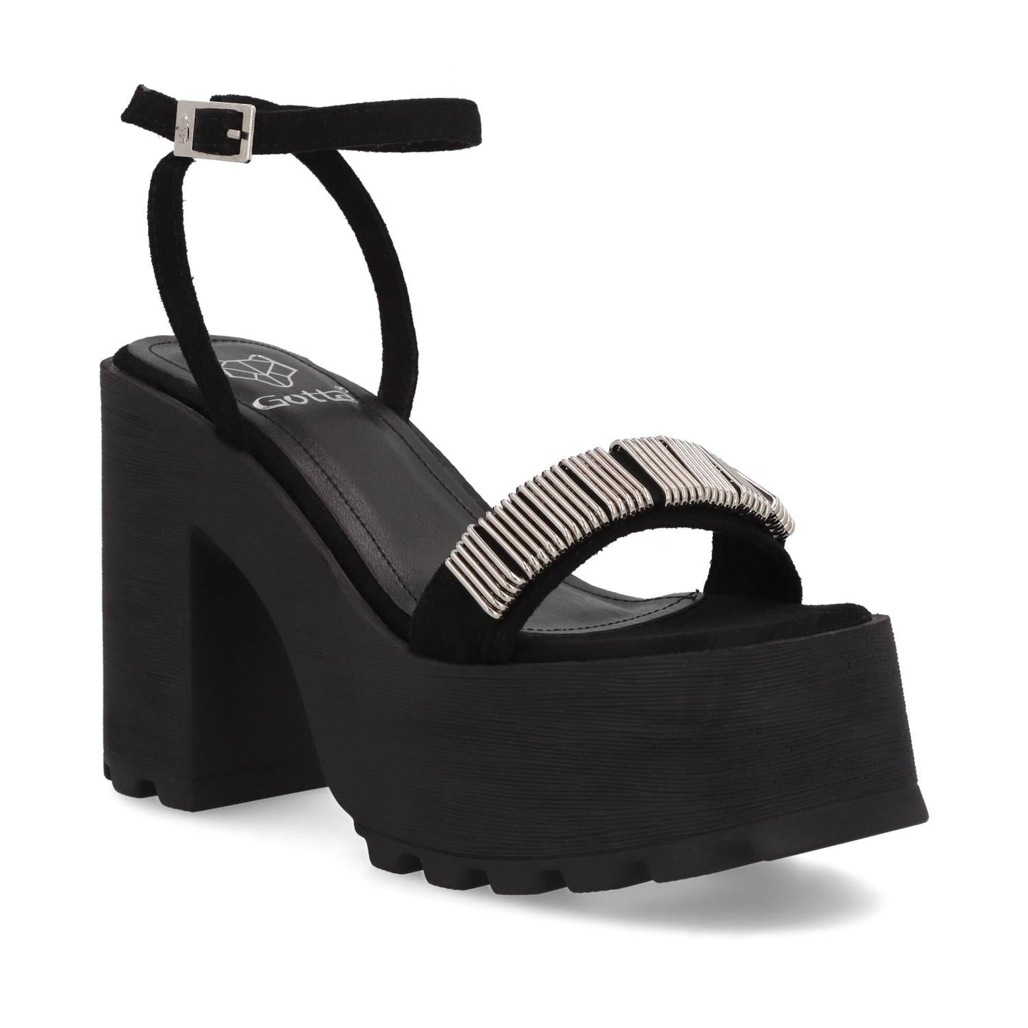 Sandalia Plataforma Negra Mujer 35281