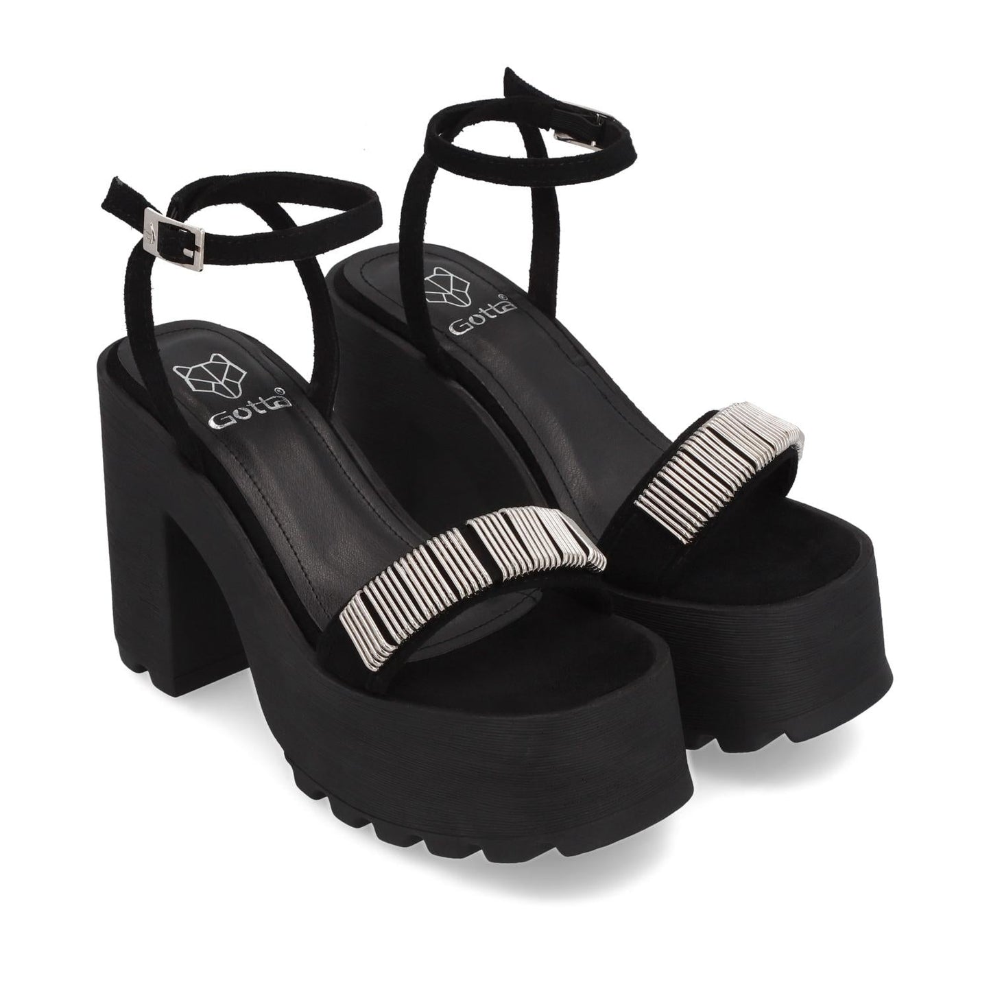 Sandalia Plataforma Negra Mujer 35281