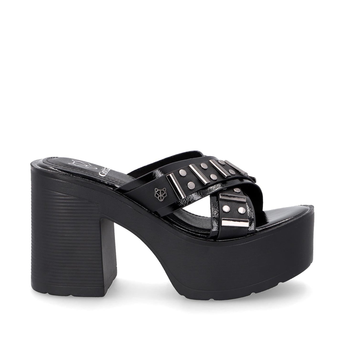 Sandalia Plataforma Negra Mujer 15805