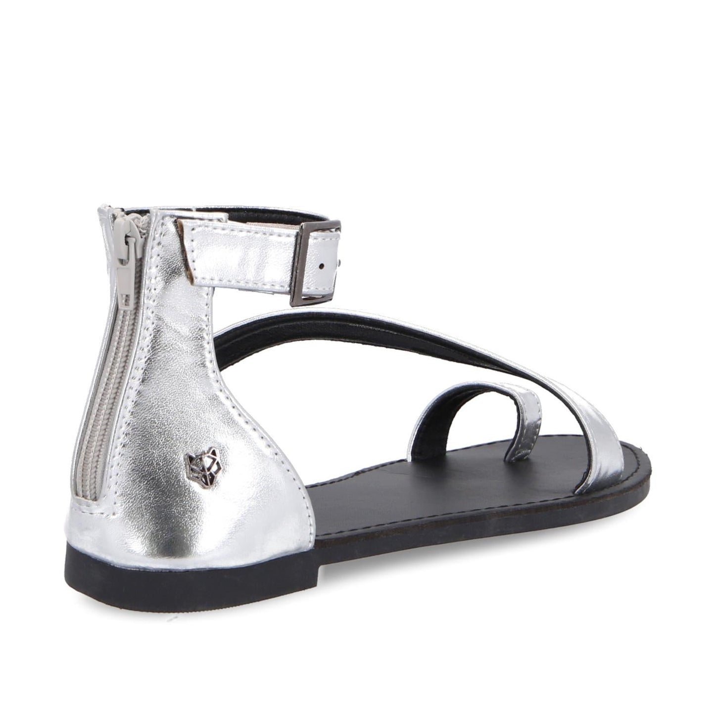 Sandalia Plana Plateada Mujer 33711