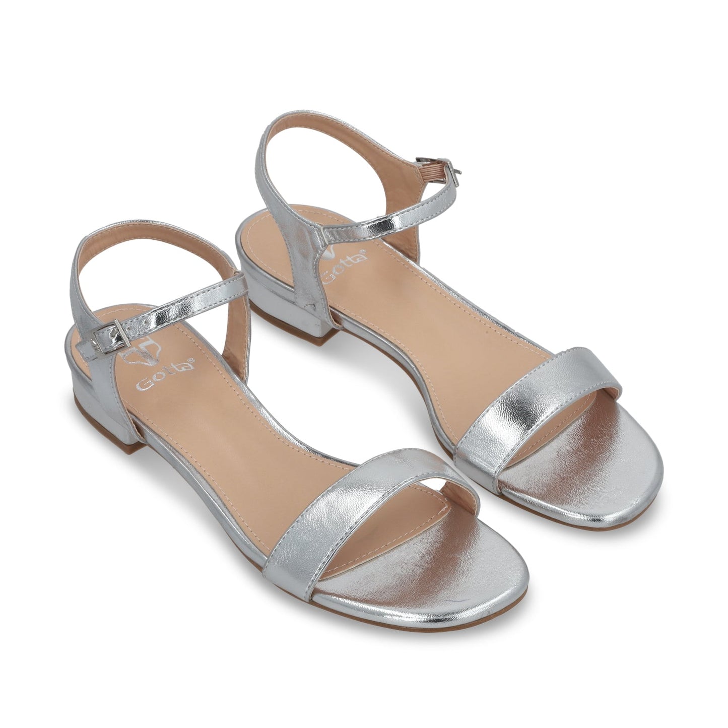 Sandalia Plana Plateada Mujer 55201