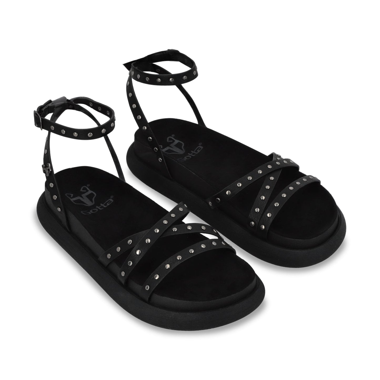 Sandalia Plano Negro Mujer 53703