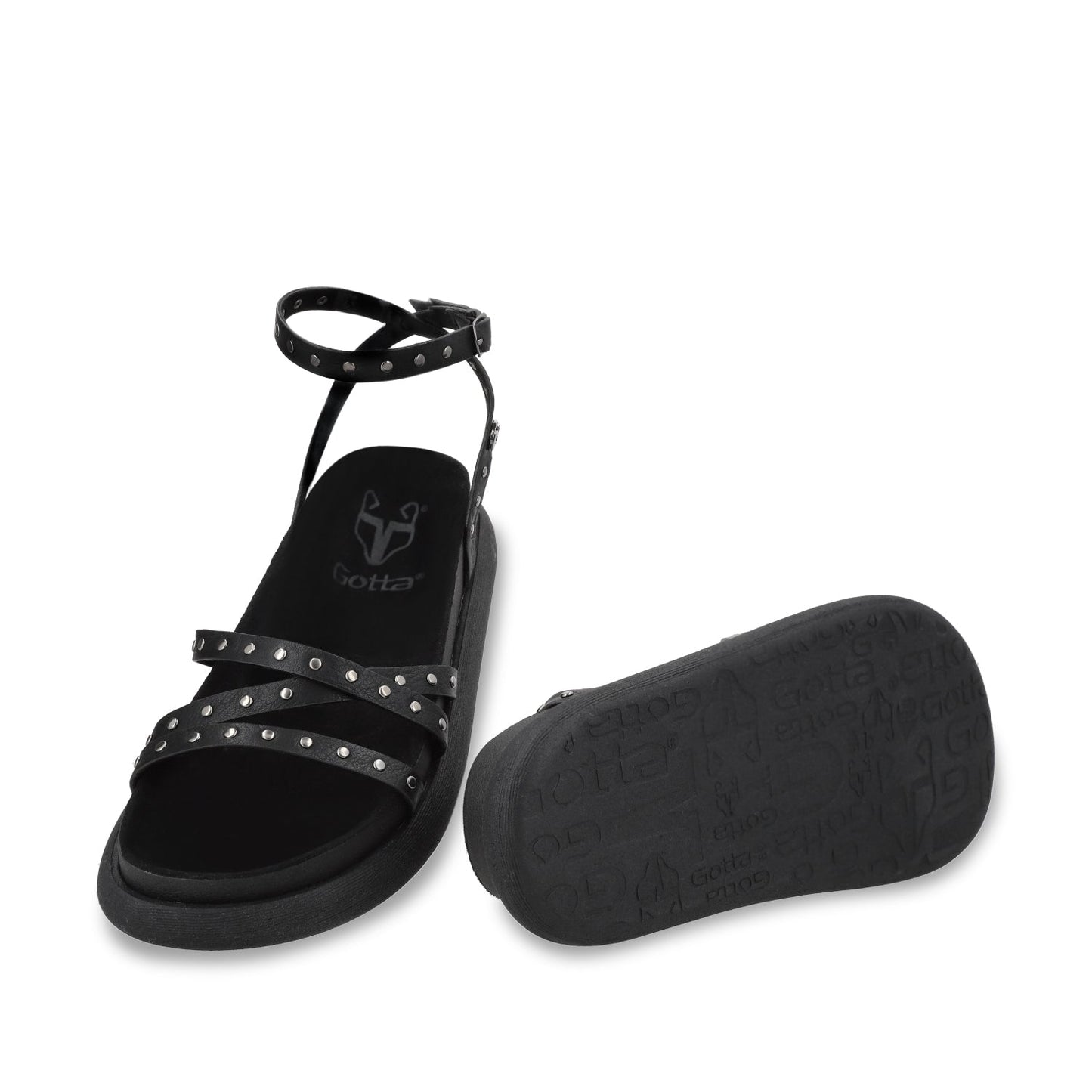 Sandalia Plano Negro Mujer 53703