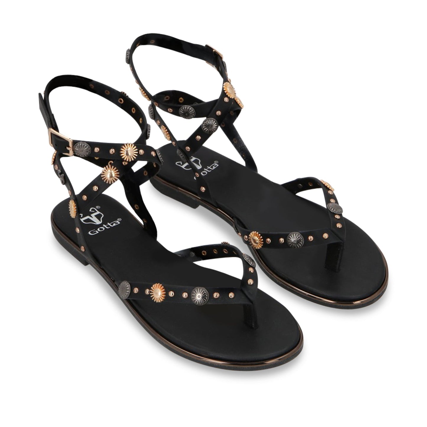 Sandalia Plano Negro Mujer 55211 - Gotta Mexico