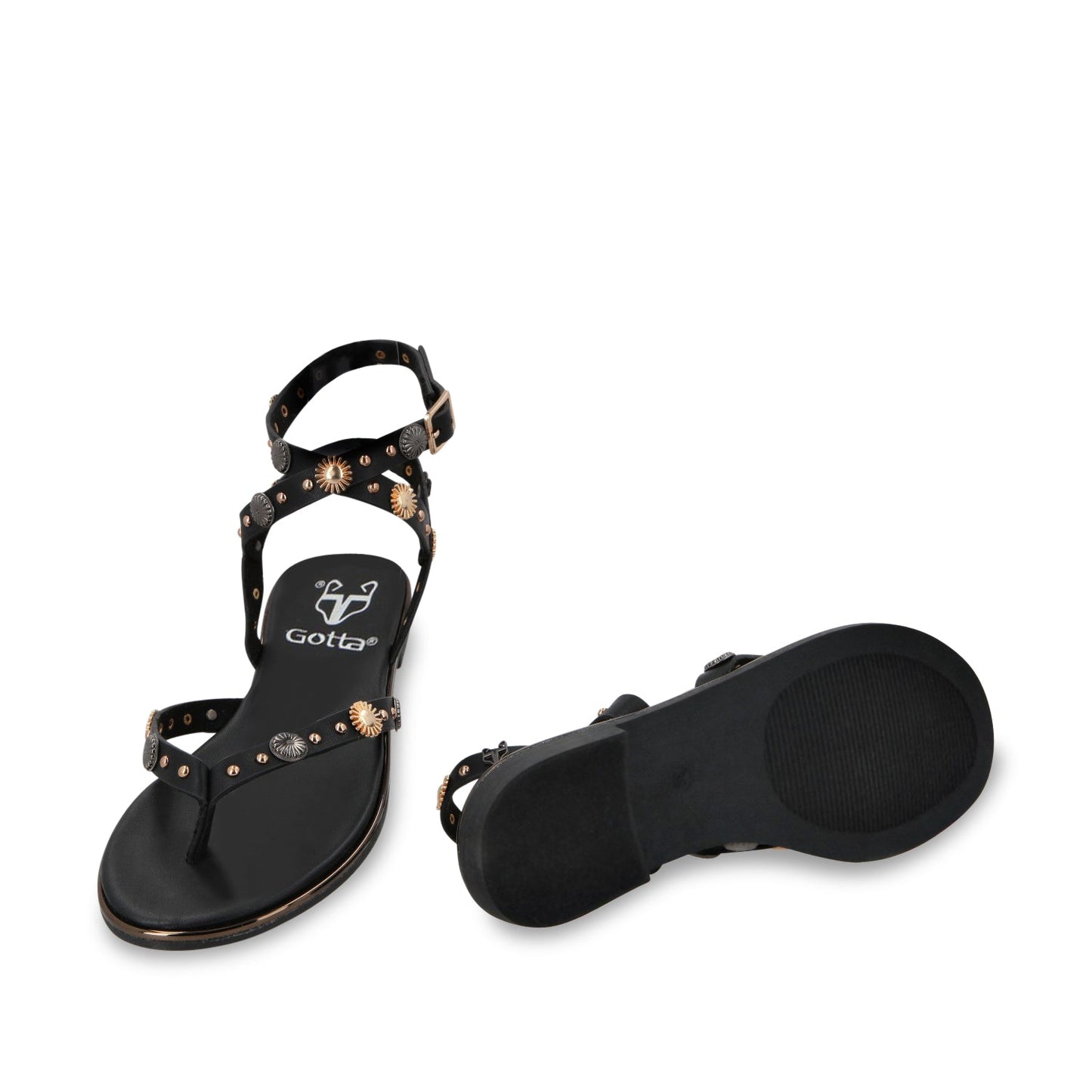 Sandalia Plano Negro Mujer 55211 - Gotta Mexico
