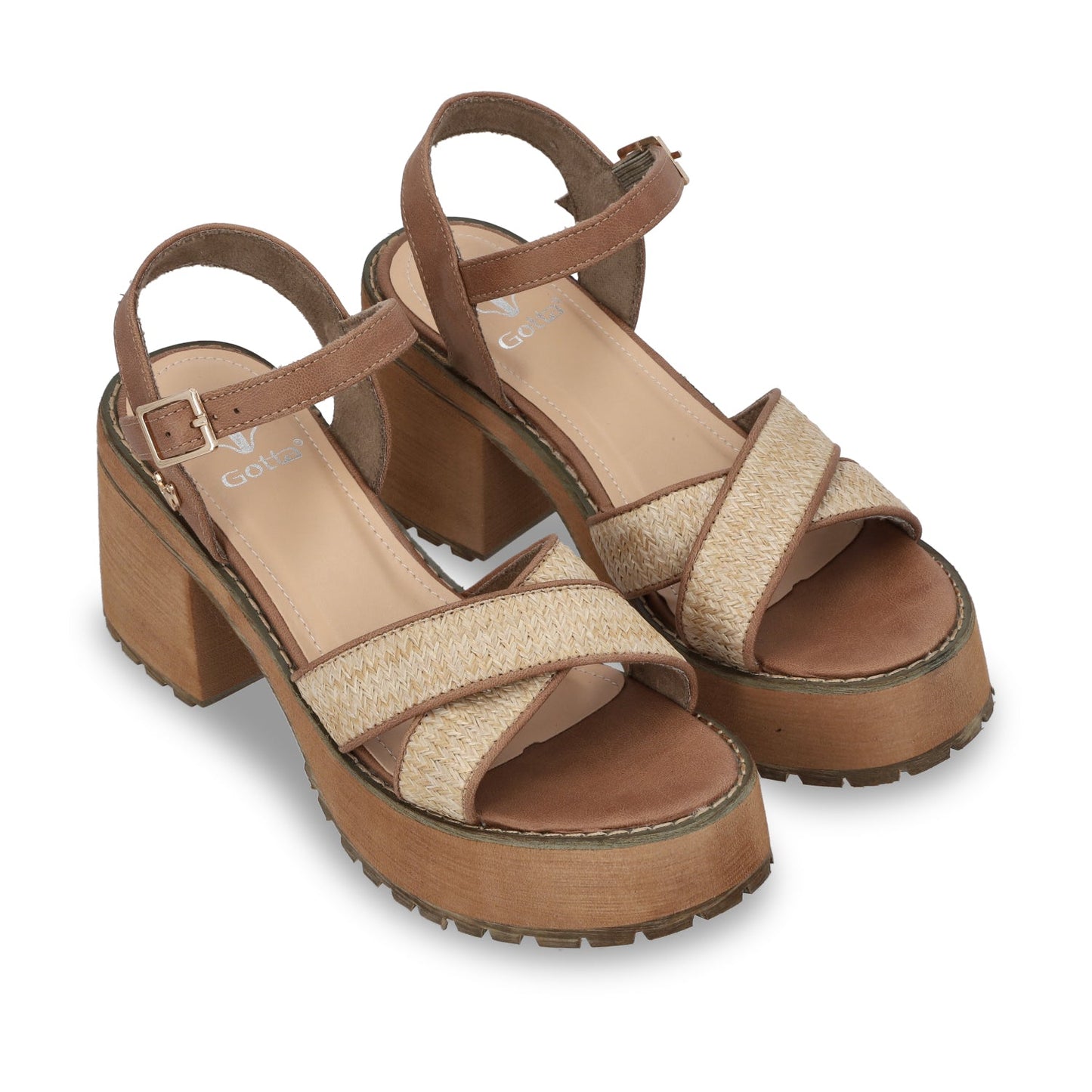 Sandalia Plataforma Beige Mujer 25796
