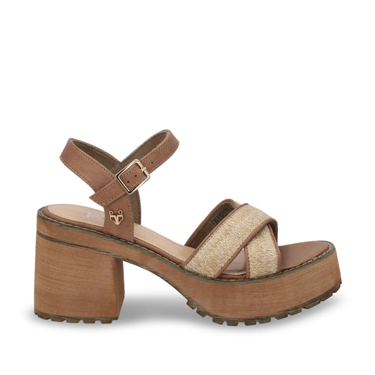 Sandalia Plataforma Beige Mujer 25796