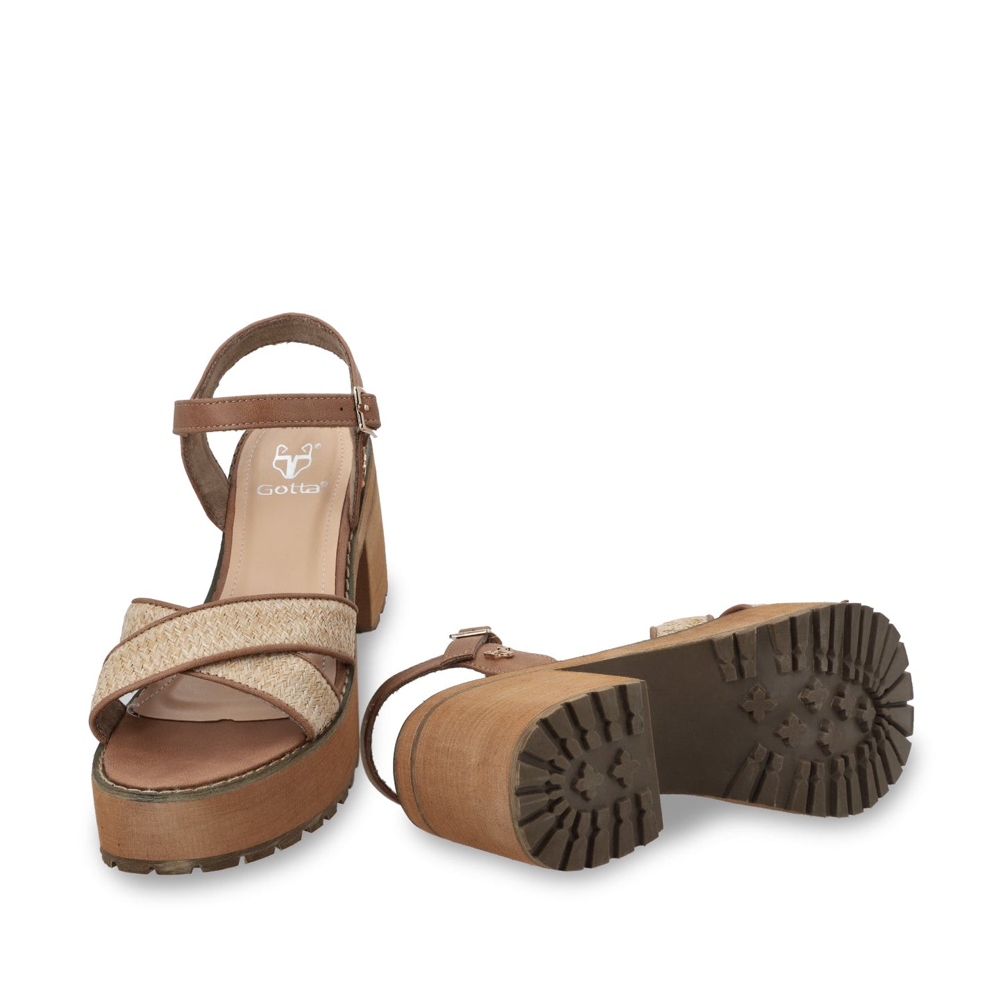 Sandalia Plataforma Beige Mujer 25796