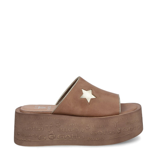 Sandalia Plataforma Beige Mujer 55930