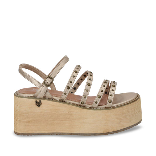 Sandalia Plataforma Dorada Mujer 15629