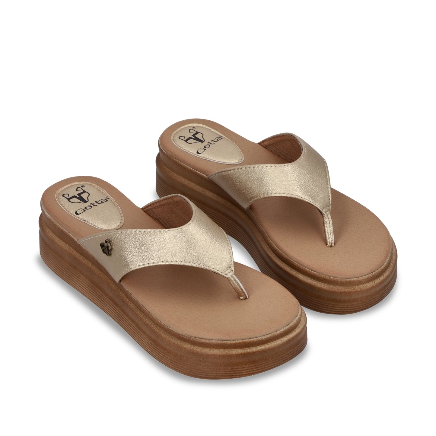 Sandalia Plataforma Dorada Mujer 43011 - Gotta Mexico