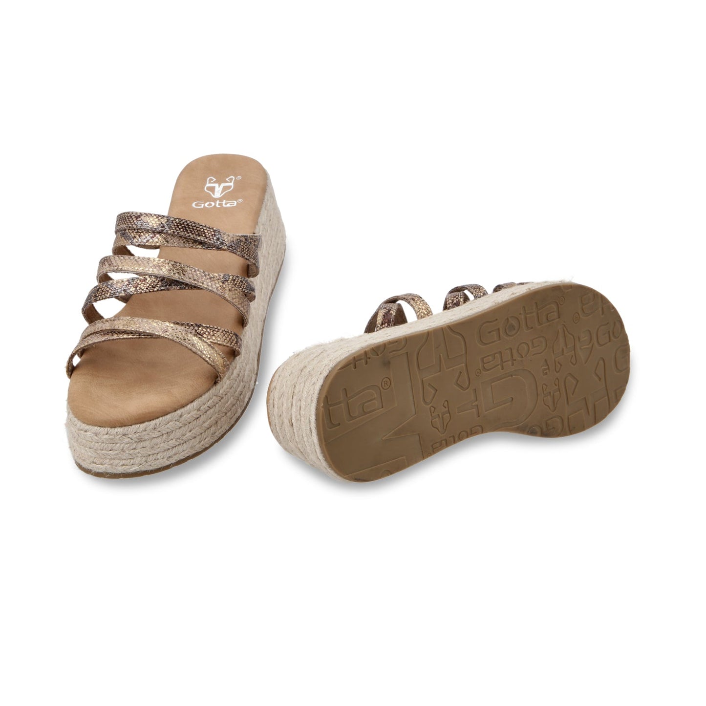 Sandalia Plataforma Dorada Mujer 55972