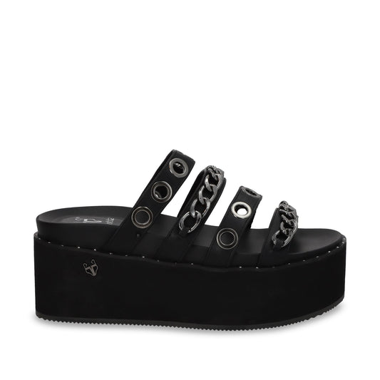 Sandalia Plataforma Negra Mujer 1566C
