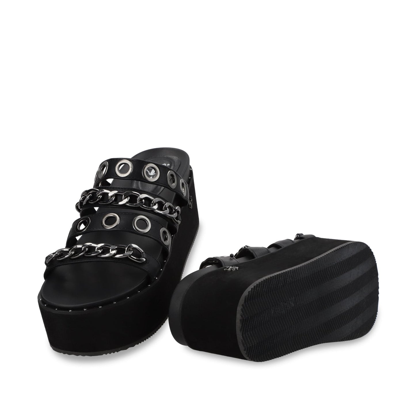 Sandalia Plataforma Negra Mujer 1566C