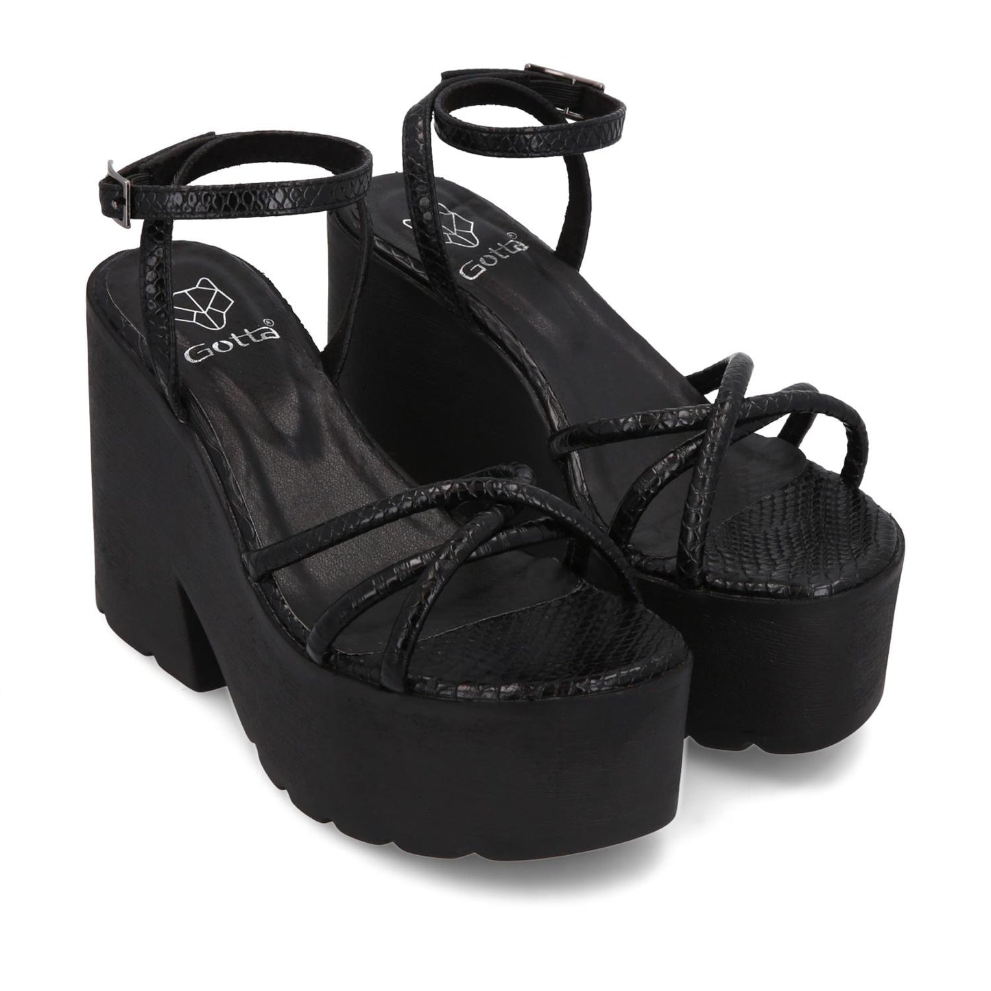 Sandalia Plataforma Negra Mujer 15694