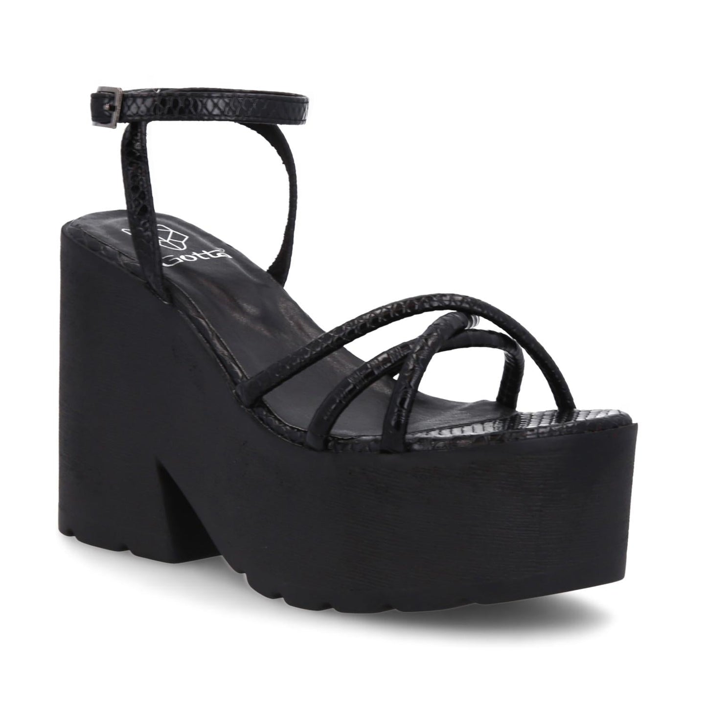 Sandalia Plataforma Negra Mujer 15694