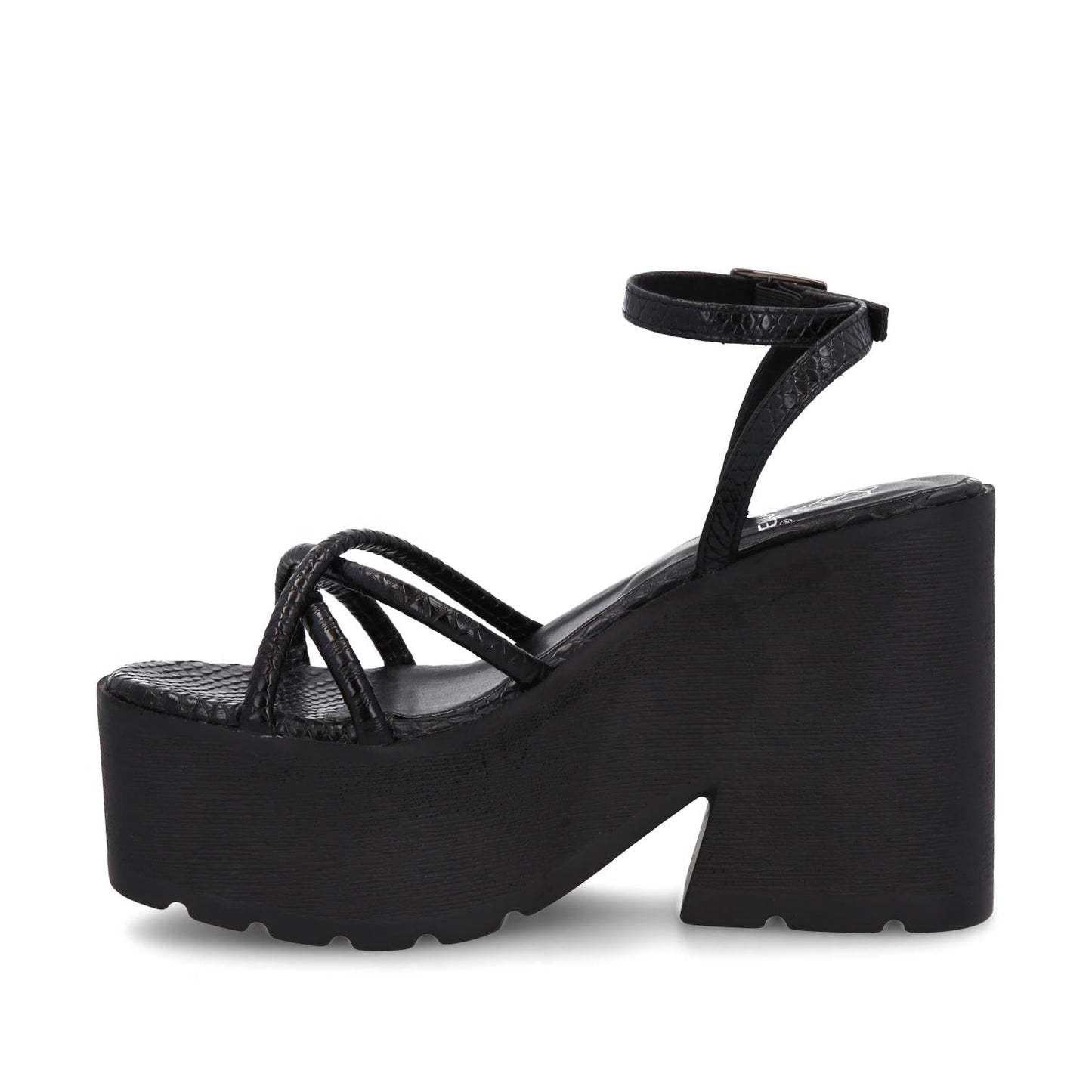 Sandalia Plataforma Negra Mujer 15694