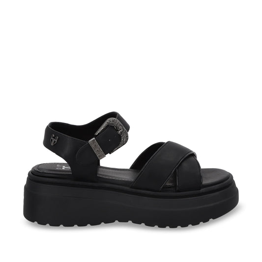 Sandalia Plataforma Negra Mujer 55923