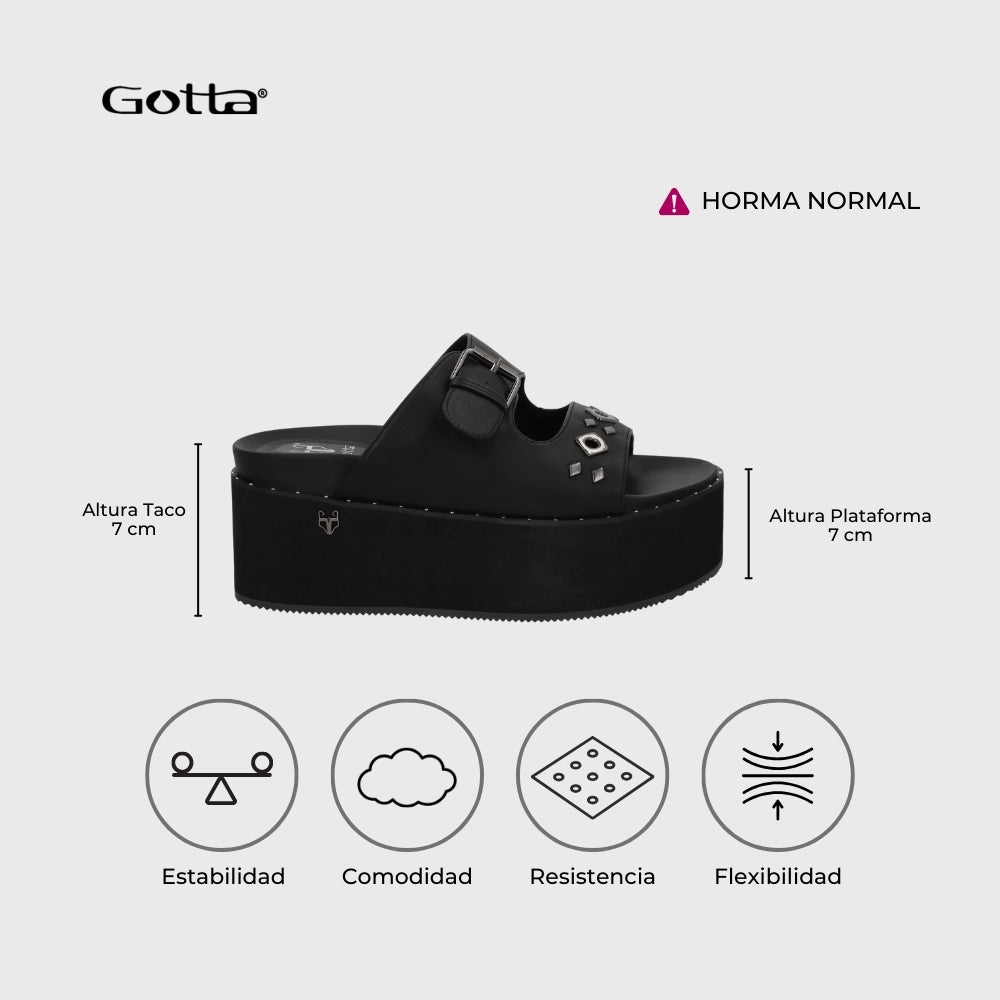Sandalia Plataforma Negro Mujer 1566D