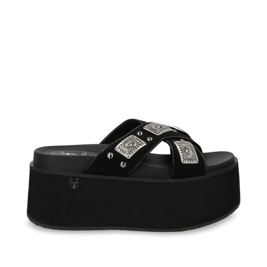 Sandalia Plataforma Negro Mujer 35187