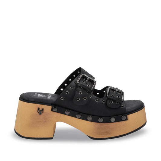 Sandalia Plataforma Negro Mujer 35266