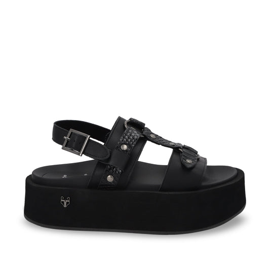 Sandalia Plataforma Negro Mujer 55941