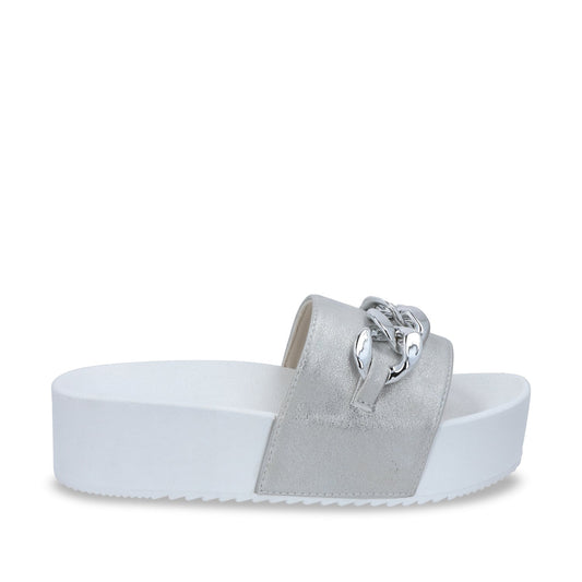 Sandalia Plataforma Plateada Mujer 22090
