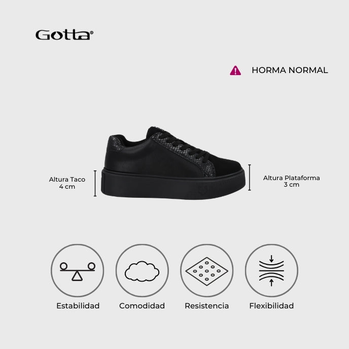Tenis Negro Brillante Mujer 43042