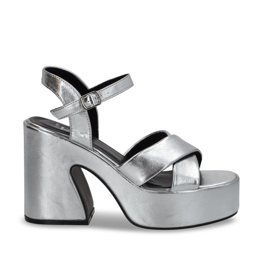 Zapatilla Plataforma Plateada Mujer 45701