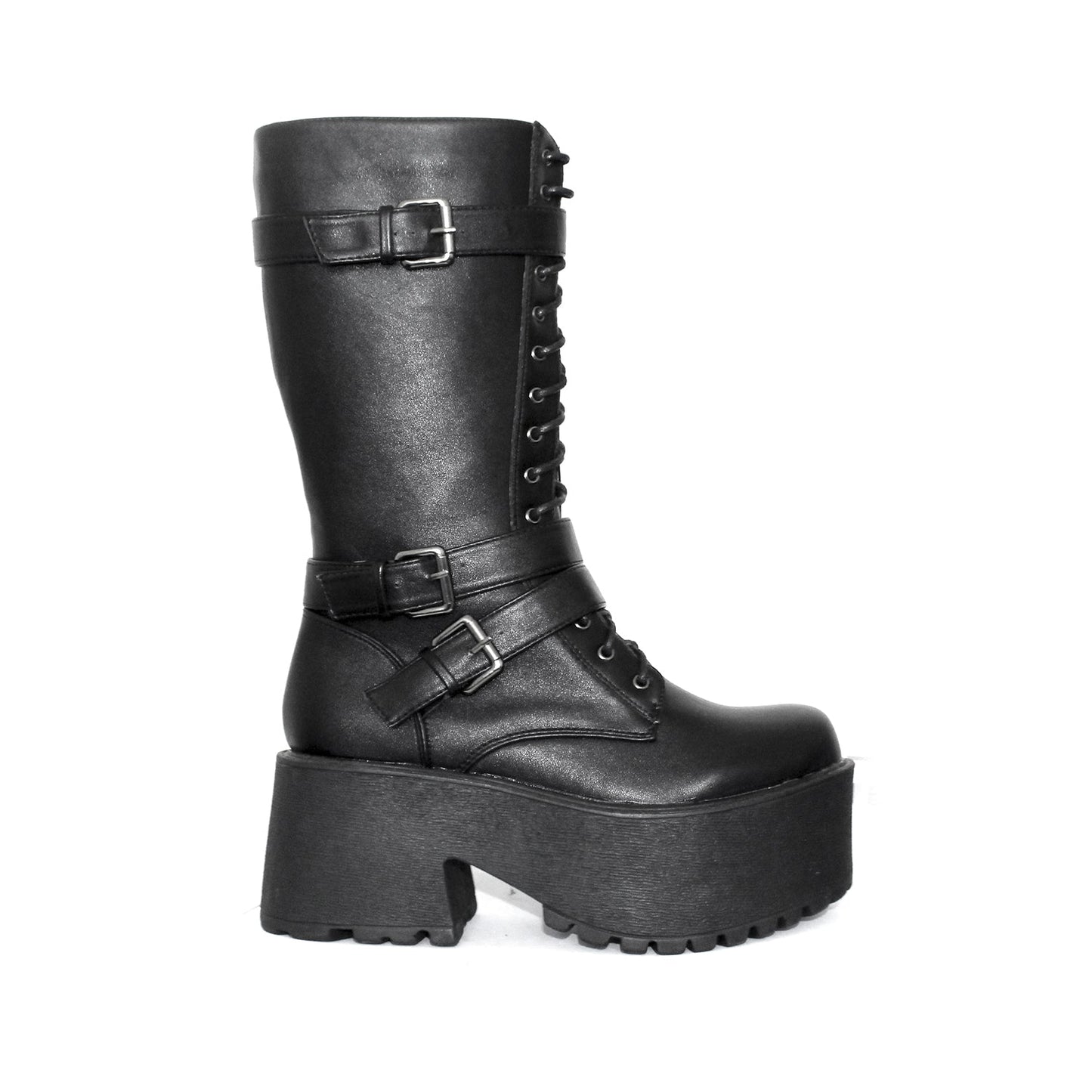 Bota Negra Hebillas Mujer 15175