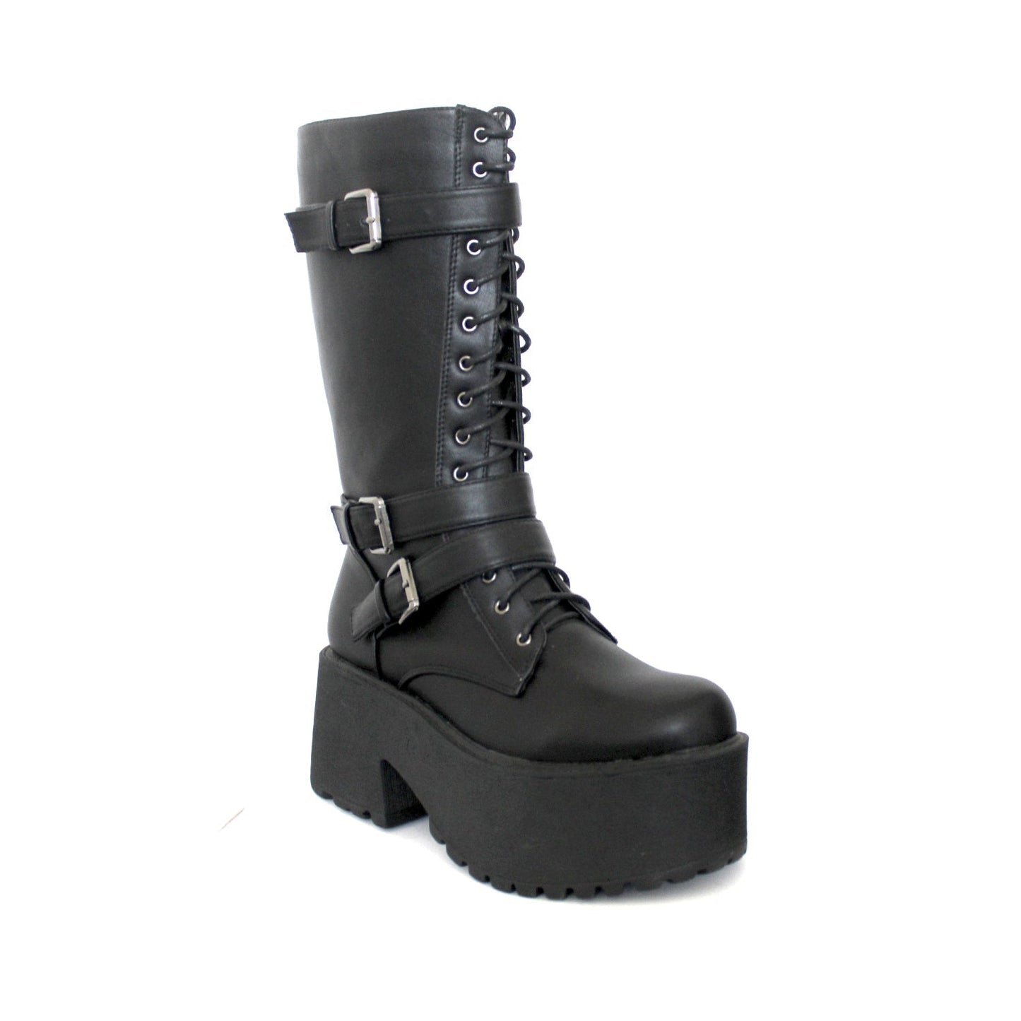 Bota Negra Hebillas Mujer 15175