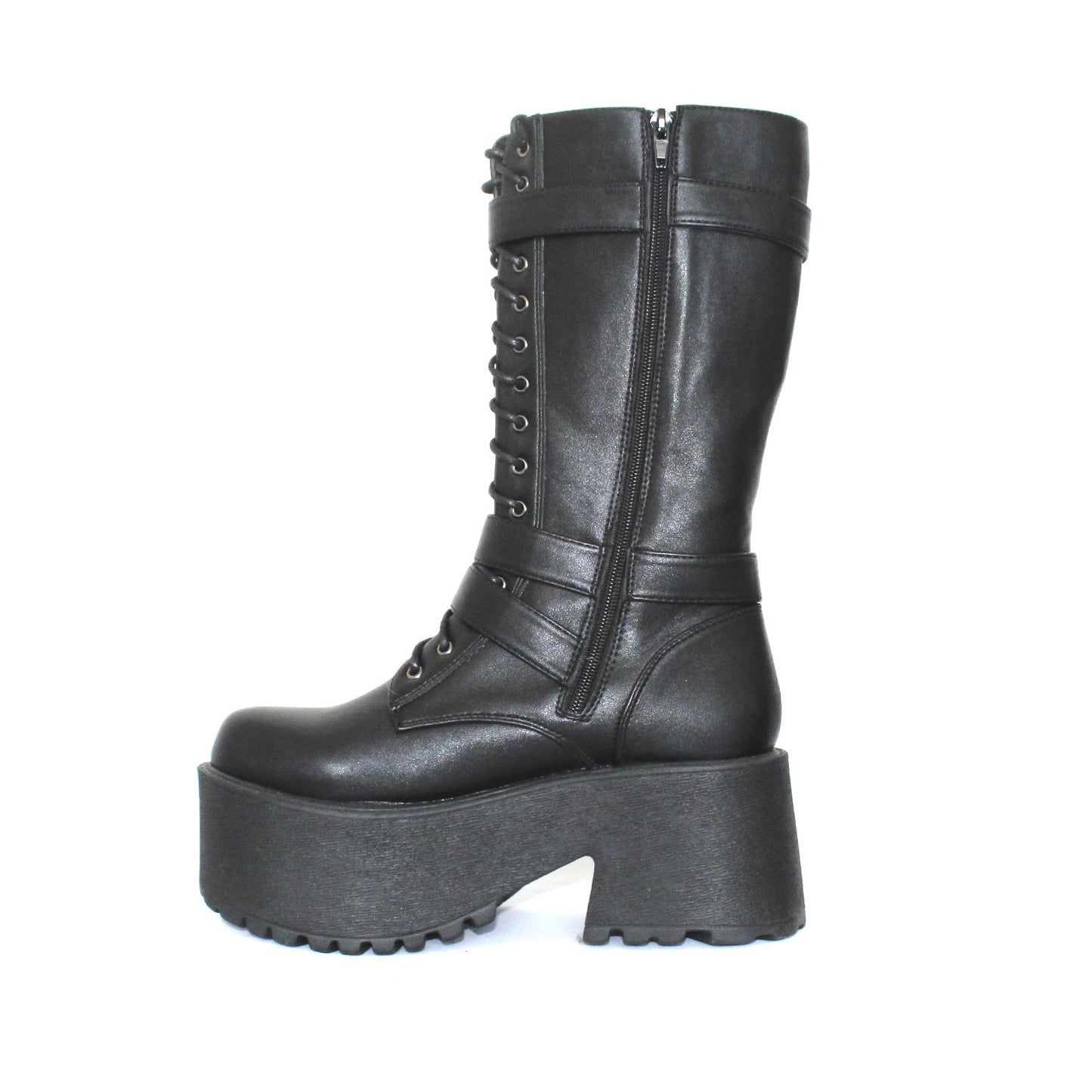 Bota Negra Hebillas Mujer 15175