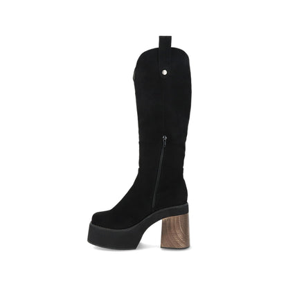 Bota Plataforma Negra Mujer 25650