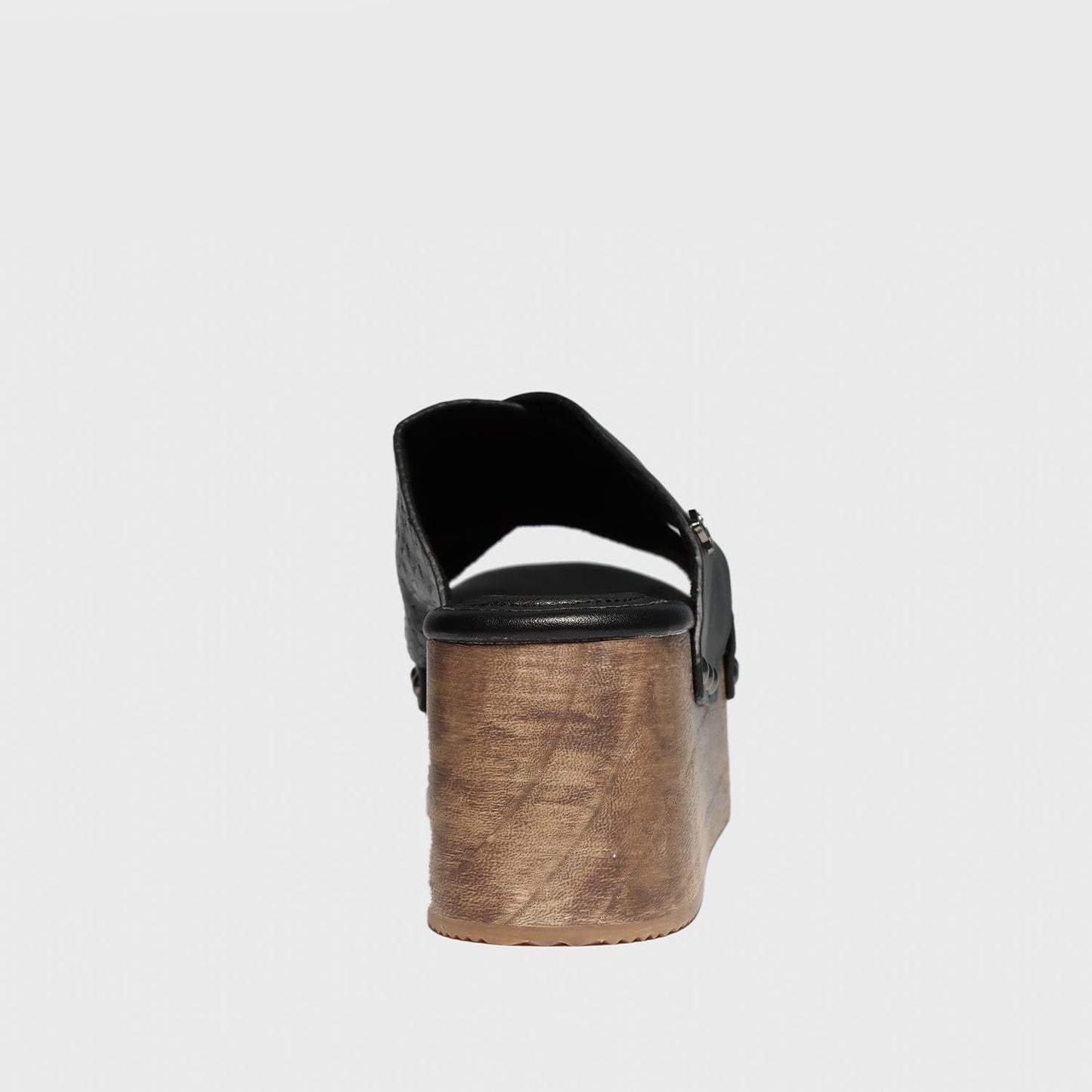 Sandalia Plataforma Madera Negra Mujer 25320