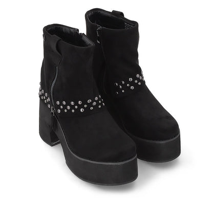 Botin Plataforma Negro Mujer 15045