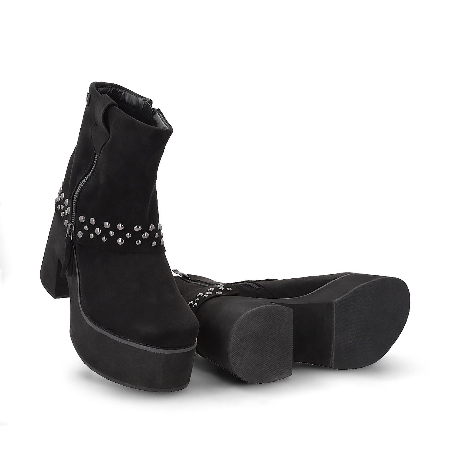 Botin Plataforma Negro Mujer 15045