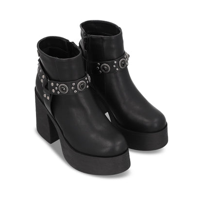 Botin Taco Negro Mujer 25635