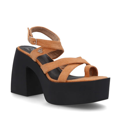 Sandalia Plataforma Camel Mujer 35151